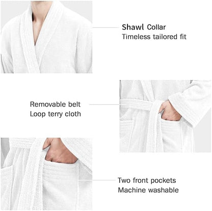 Ramesses Bathrobe Mens,Premium Thick Terry Cloth Bathrobe,Towel Bath robe Long–Staple Combed Men's Cotton Robe