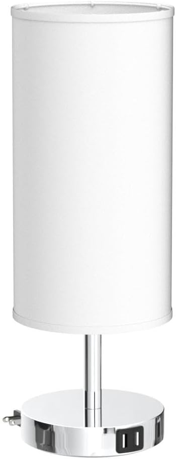 Yarra-Decor Bedside Table Lamp with USB Ports - Touch Control for Bedroom 3 Way Dimmable Nightstand Lamp with Round Fabric Shade for Living Room, Dorm, Home Office, Corded Electric, Without Battery