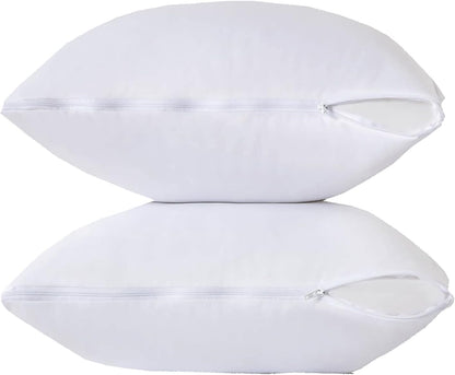 Kingnex 4 Pack Waterproof Down Feather Proof Pillow Protectors with Zipper 20x20 Zippered Pillow Covers for Square Throw Pillow