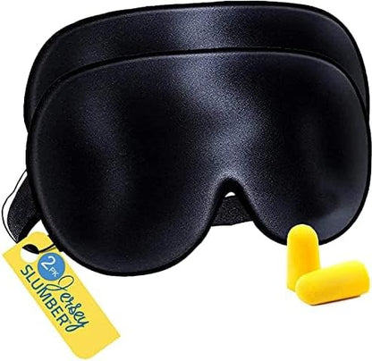 Jersey Slumber 100% Silk Sleep Mask for Women Men Side Sleeper - Light Blocking Eye Mask for Sleeping, Zero Pressure Soft Blindfold, Adjustable Strap, Silk Eye Cover for Travel Nap - Black