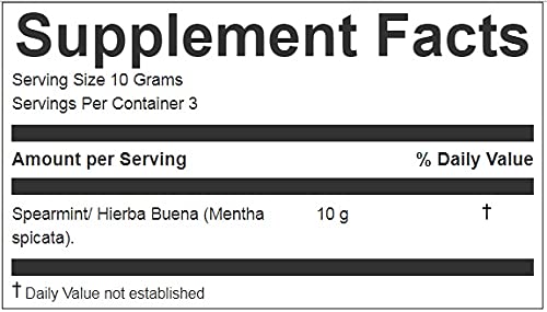 Hanan Peruvian Secrets Hierba Buena|100% Natural Spearmint|1.06oz / 30g|Naturally Aids in Fighting Digestive Disorders, Abdominal Cramps|Promotes Healthy Digestion