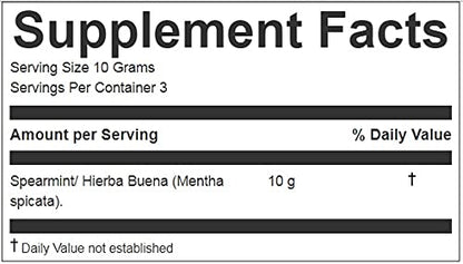 Hanan Peruvian Secrets Hierba Buena|100% Natural Spearmint|1.06oz / 30g|Naturally Aids in Fighting Digestive Disorders, Abdominal Cramps|Promotes Healthy Digestion