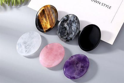 YATOJUZI Thumb Worry Stones for Anxiety Stress Relief Items Healing Crystals Natural Amethyst Rose Quartz Crystal Palm Pocket Stone Gemstones Meditation Reiki Spiritual Gifts for Women Men 2PCS
