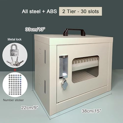 Wall Mounted Cell Phone Jail Lock Box - 15/30/45/60/75 Slots Charging Station for Office, School, Classroom & Factory - Family Time Out Organizer (38x22x33cm/15x9x13in)