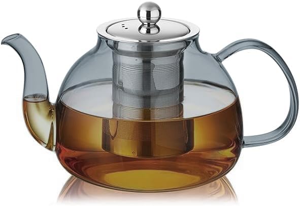 Glass Teapot with Removable Infuser, 20 oz/600ml Glass Tea Pot Small Borosilicate Tea Steeper Kettle with Loose Leaf Tea Strainer For Flower Blooming Tea, ClearTea Maker Pitcher