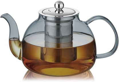 Glass Teapot with Removable Infuser, 20 oz/600ml Glass Tea Pot Small Borosilicate Tea Steeper Kettle with Loose Leaf Tea Strainer For Flower Blooming Tea, ClearTea Maker Pitcher
