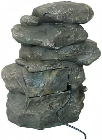 Sunnydaze 10" 5-Step Tabletop Water Fountain with LED Lights, Stacked Rocks