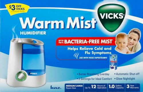 Vicks Warm Mist Humidifier for Small to Medium Rooms, White