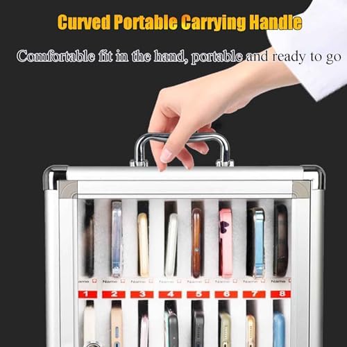 Wall Mounted Phone Stand12 Position Organizer for Mobile Devices Spacesaving Solution for Home Office Stylish Storage for Phones and Accessories,Silver-36-bit