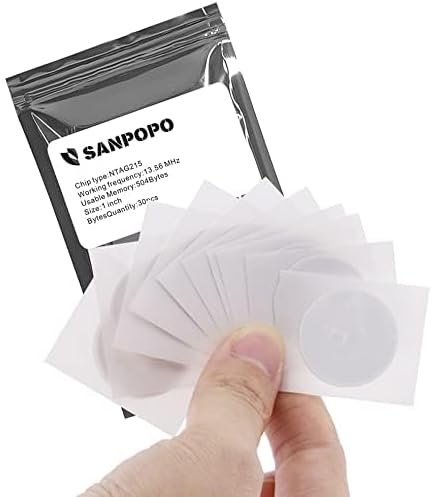 NFC Stickers NFC Tags Sticker NTAG215 NFC Rewritable Black Tags NFC 215 RFID Sticker (25mm) Programmable NFC Tag 504 Bytes Compatible with iPhone and All Other NFC Enabled Devices