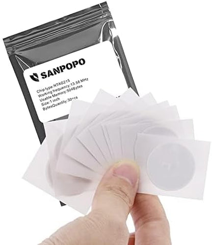 NFC Stickers NFC Tags Sticker NTAG215 NFC Rewritable Black Tags NFC 215 RFID Sticker (25mm) Programmable NFC Tag 504 Bytes Compatible with iPhone and All Other NFC Enabled Devices