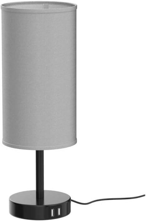 Yarra-Decor Bedside Table Lamp with USB Ports - Touch Control for Bedroom 3 Way Dimmable Nightstand Lamp with Round Fabric Shade for Living Room, Dorm, Home Office, Corded Electric, Without Battery