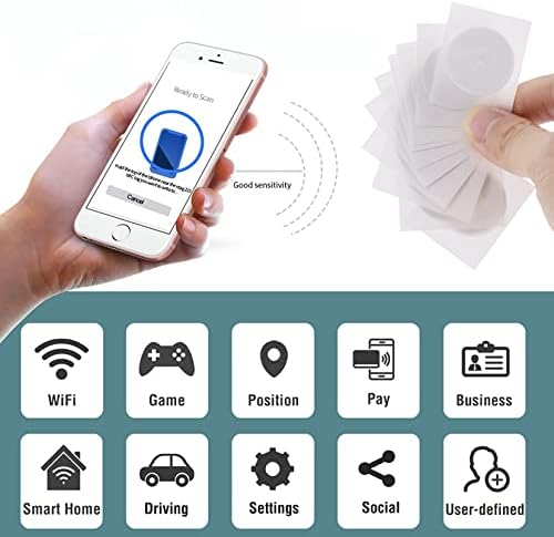 NFC Stickers NFC Tags Sticker NTAG215 NFC Rewritable Black Tags NFC 215 RFID Sticker (25mm) Programmable NFC Tag 504 Bytes Compatible with iPhone and All Other NFC Enabled Devices