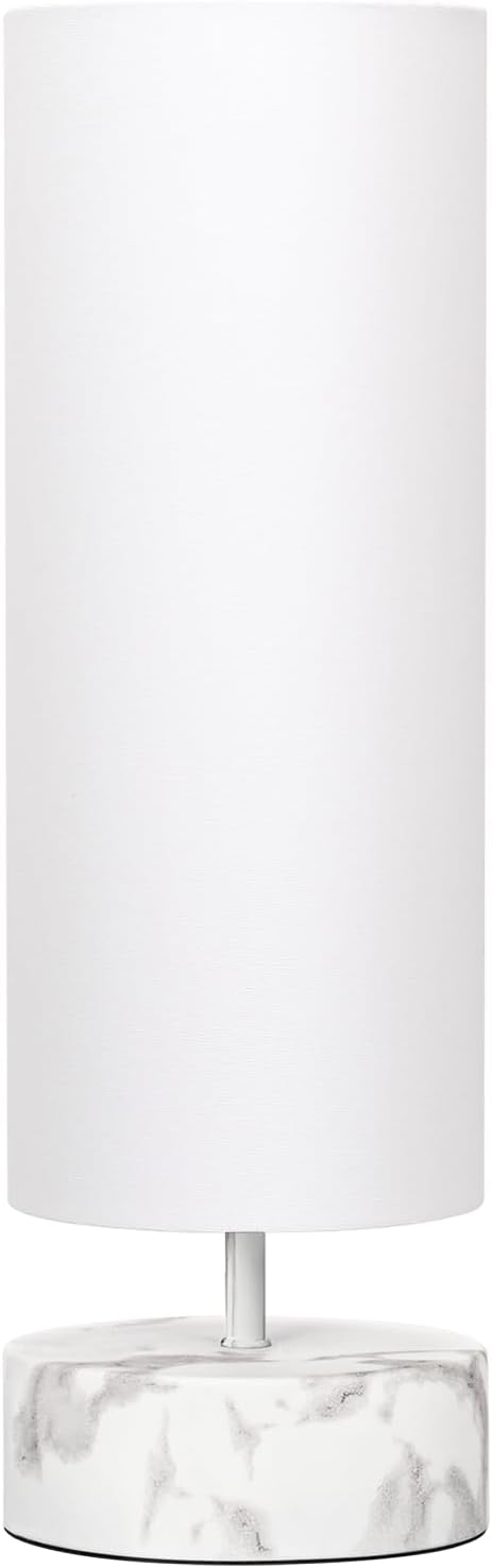 Touch Table Lamp, 3-Way Dimmable Modern Minimalist Accent Bedside Lamp with Cylinder Fabric Shade, Night Light Nightstand Desk Lamp for Bedroom Living Room Kitchen, 9W LED Bulb Included