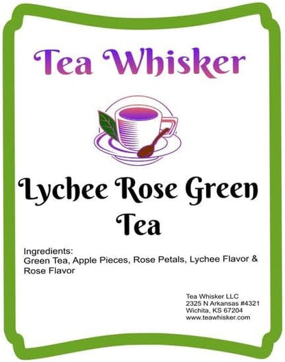 Tea Whisker Lychee Rose Green Tea, Fruity Floral Loose Leaf Tea, 4 Ounce
