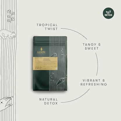 Luxmi Estates - Mango Passionfruit Darjeeling Green Tea, 50 Tea Bags (100g/3.52oz), 100% biodegradable Teabags
