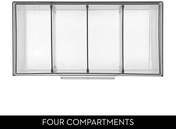 iDesign XL Tea Bag Organizer, Clear, 4-Section | For Counter, Storage Drawer for Cabinet