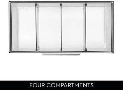 iDesign XL Tea Bag Organizer, Clear, 4-Section | For Counter, Storage Drawer for Cabinet