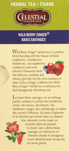 Celestial Seasonings Hibiscus Tea, Red Zinger Herbal Tea, Caffeine Free, 20 Tea Bags