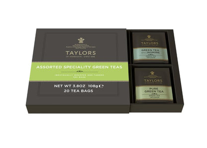 Taylors of Harrogate Assorted Specialty Black Teas Sampler, Variety Gift Box, Individually Wrapped Bags, 20 Count (Pack of 1), English Breakfast, Earl Grey, Assam, and Afternoon Darjeeling, Caffeinated, Enjoy Hot or Iced, 20 Teabags