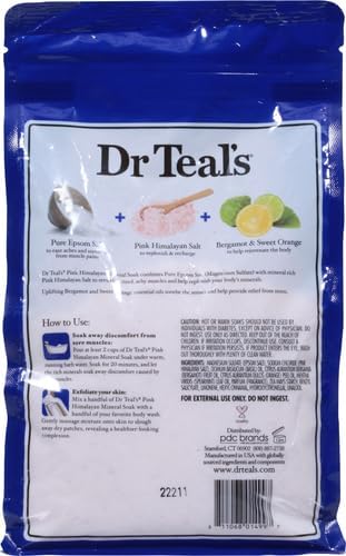 Dr Teal's Epsom Salt Magnesium Soak, Restore & Replenish with Pink Himalayan Salt, 3 lbs