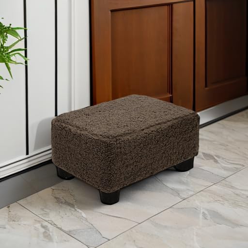 CAROLMADE Small Foot Stool Ottoman Footstool with Legs Under Desk Footrest for Living Room Bedroom and Office,Linen-Grey