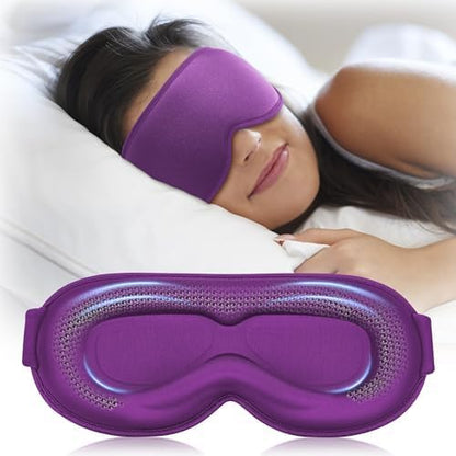Weighted Blackout Sleep Mask for Men, 3D Contoured Zero Eye Pressure, Lash-Friendly Deep Eye Cups, Adjustable Slide Buckle Strap, Office Nap & Business Travel Essential, Relaxation Gift for Him(Black)
