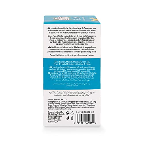 Ahmad Tea Herbal Tea, Camomile, Honey, & Lavender 'Sleep' Natural Benefits Teabags, 20 ct (Pack of 1) - Decaffeinated & Sugar-Free