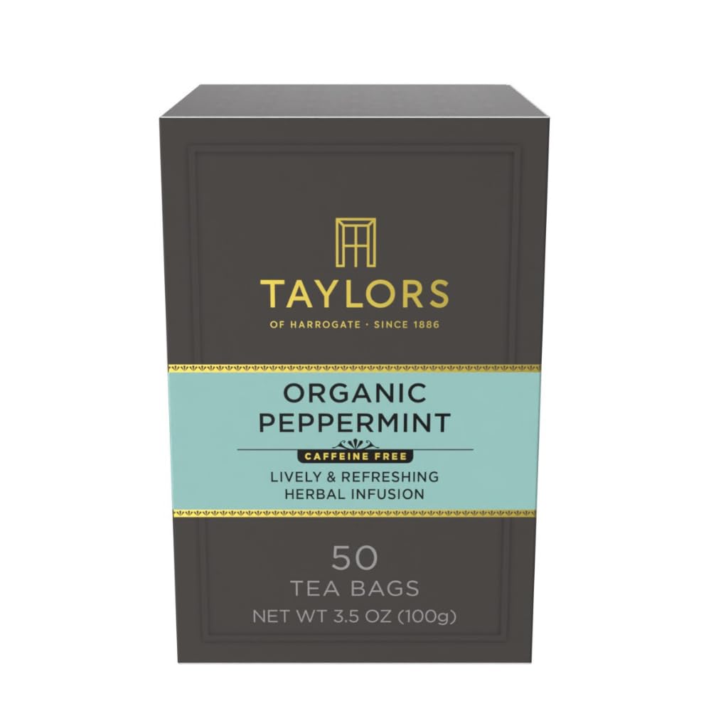 Taylors of Harrogate Organic Chamomile, Herbal Tea, Pillow Bags, 50 Count (Pack of 1), Mellow, Silky & Soft, Caffeine-Free, Enjoy Hot or Iced, 50 Teabags
