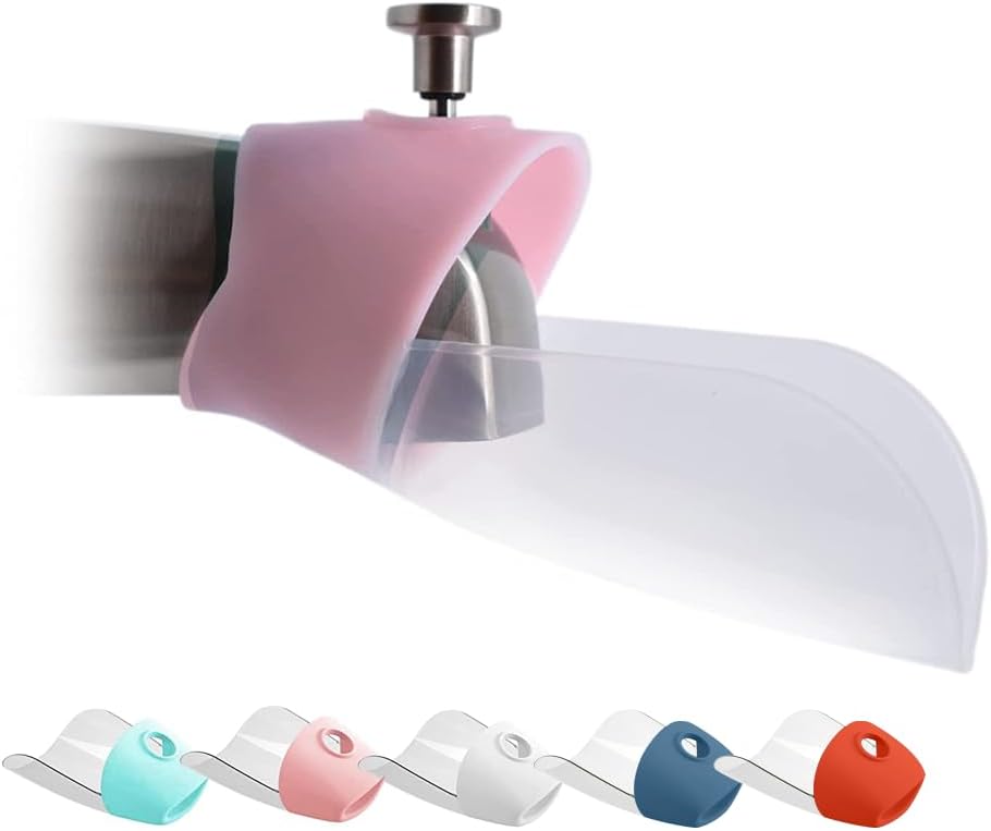 Bath Helper - Bath Tub Faucet Extender - Guides Water Directly from Faucet to Baby Bath Tub Without Excessive Water Waste and Splashing (Clear White)