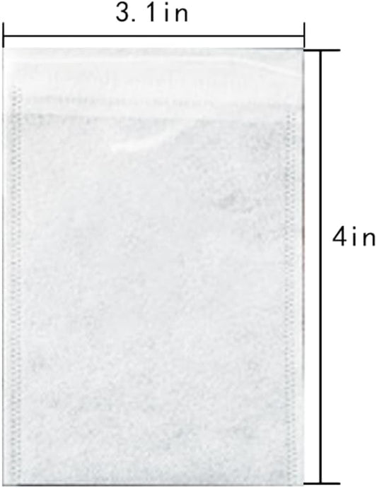 Tea Filter bags, safe and natural material, disposable tea infuser, empty tea bag with drawstring for loose leaf tea, set of 50（3.15 x 3.94 inch ） (White)