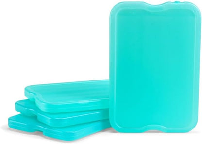 Cool Coolers by Fit & Fresh 4 Pack XL Slim Ice Packs, Quick Freeze Space Saving Reusable Ice Packs for Lunch Boxes or Coolers