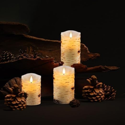 2PACK Outdoor Plastic flameless Candles with Remote Control and Timer, LED Flickering Battery Operated Electric Pillar Candles (D3 xH5.5) for Camping, Weddings, Home Decoration