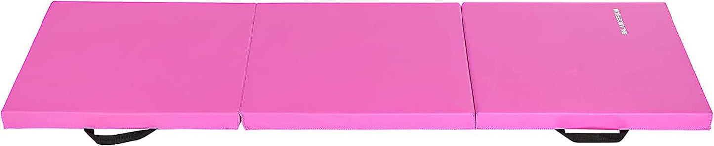 BalanceFrom 6x2 Feet 3-Panel Folding Gymnastics Mat – 2-Inch Thick Pad with Vinyl Surface and Carrying Handles for Tumbling, Yoga, Pilates, Home Workouts, and Martial Arts