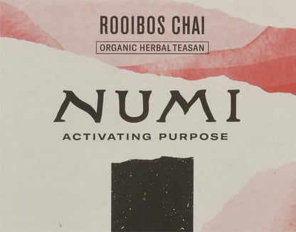 Numi Organic Rooibos Chai Tea, 100 Tea Bags, Herbal Red Tea with Cinnamon, Allspice, Ginger & Cardamom, Caffeine Free Chai