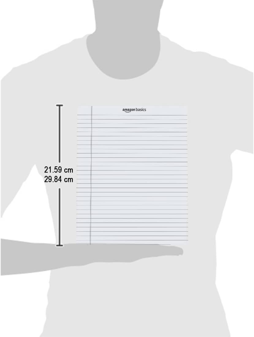 Amazon Basics Wide Ruled Lined Writing Note Pads for Office Supplies, 8.5" x 11.75", White, 12-Pack of 50 Perforated Sheets