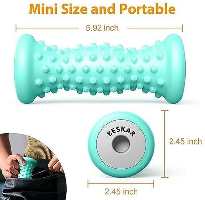 BESKAR Foot Massager Roller for Plantar Fasciitis Relief, Portable, Deep Tissue Muscle Massage, Foot Arch and Heel Pain, Reflexology Tool