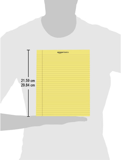 Amazon Basics Wide Ruled Lined Writing Note Pads for Office Supplies, 8.5" x 11.75", White, 12-Pack of 50 Perforated Sheets