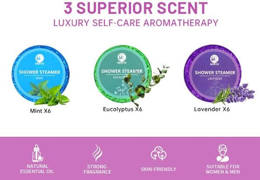 18-Pack Shower Steamers Aromatherapy, Self Care Gifts for Women Men, 6 Scented Organic Shower Bombs with Natural Essential Oils Relaxation Home SPA, Fathers Day Spa Gifts, Appreciation Gifts
