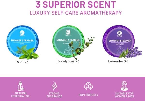 18-Pack Shower Steamers Aromatherapy, Self Care Birthday Gifts for Women Men, 6 Scented Organic Shower Bombs with Natural Essential Oils Relaxation Home SPA, Travel Essentials, Appreciation Gifts