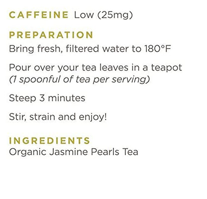 Golden Moon Tea Organic Jasmine Pearls Green Tea - Loose Leaf Dragon Pearls, Premium Grade, Non GMO - Half Pound (96 Servings)