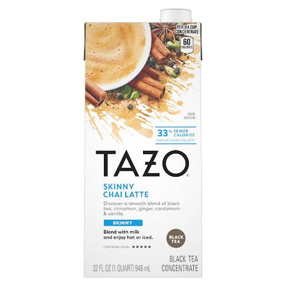 TAZO Skinny Chai Latte Concentrate, 32 oz Cartons, 2-Pack