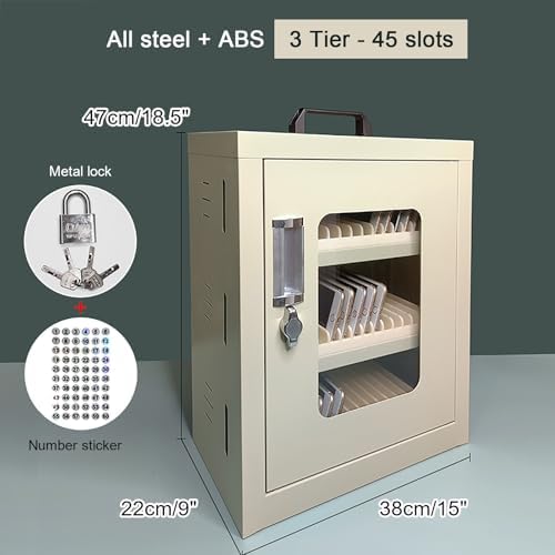 Wall Mounted Cell Phone Jail Lock Box - 15/30/45/60/75 Slots Charging Station for Office, School, Classroom & Factory - Family Time Out Organizer (38x22x33cm/15x9x13in)