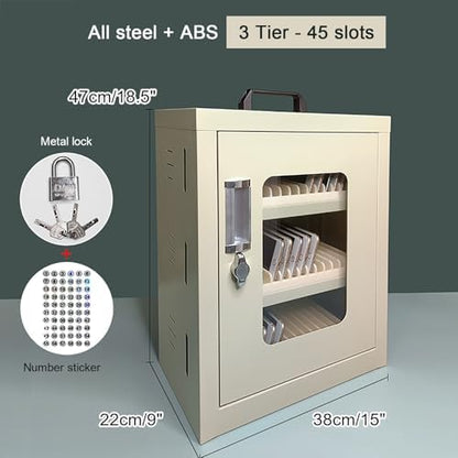 Wall Mounted Cell Phone Jail Lock Box - 15/30/45/60/75 Slots Charging Station for Office, School, Classroom & Factory - Family Time Out Organizer (38x22x33cm/15x9x13in)