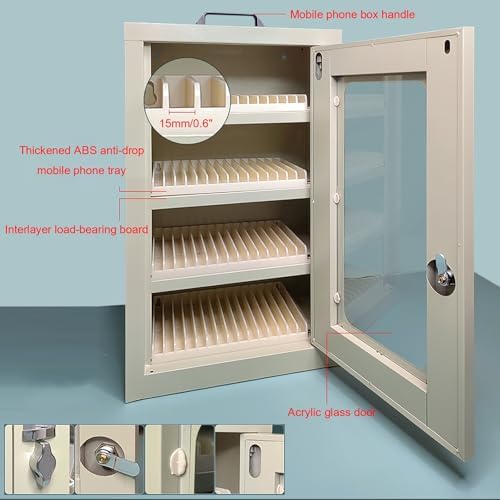 Wall Mounted Cell Phone Jail Lock Box - 15/30/45/60/75 Slots Charging Station for Office, School, Classroom & Factory - Family Time Out Organizer (38x22x33cm/15x9x13in)