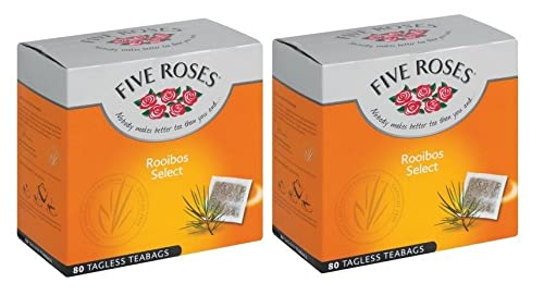 Five Roses - Rooibos Select Tea 80 Tagless Teabags | Naturally Caffeine Free | Keto Friendly | Rooibos From South Africa | Non GMO (Pack of 2)