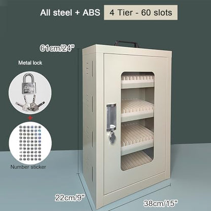 Wall Mounted Cell Phone Jail Lock Box - 15/30/45/60/75 Slots Charging Station for Office, School, Classroom & Factory - Family Time Out Organizer (38x22x33cm/15x9x13in)