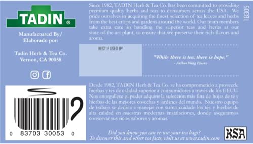 Tadin Herb & Tea Co. Hibiscus Herbal Tea. Caffeine Free. 24 Tea Bags. 1.44 oz. Pack of 3