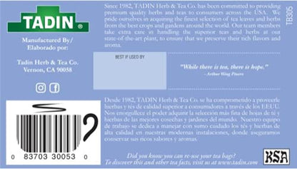 Tadin Herb & Tea Co. Hibiscus Herbal Tea. Caffeine Free. 24 Tea Bags. 1.44 oz. Pack of 3