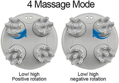 cotsoco Electric Scalp Head & Back Massager, Cordless Hair Massage Waterproof Head Massager with 4 Heads 84 Nodes for Hair Growth, Stress Relief & Deep Clean, Gifts for Men Women, White